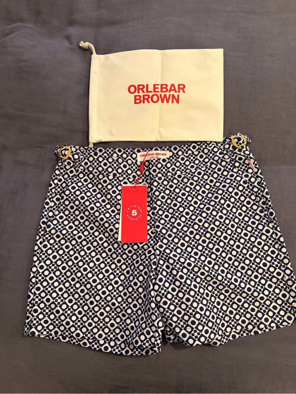Orlebar Brown Navy & White Geometric Men’s Shorts